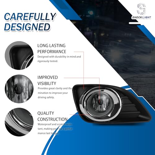 Shocklight 2Pcs Fog Lights Compatible With 2010 2011 Camry Front Bumper Lights Driving Fog Lamps Halogen Bulbs with Switch And Wiring Kit Clear Lens Left and Right Side by Shocklight - Used condition - Image 2