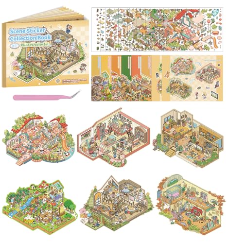 Sticker Book, 6 Sets DIY 3D House Stickers, Fun DIY