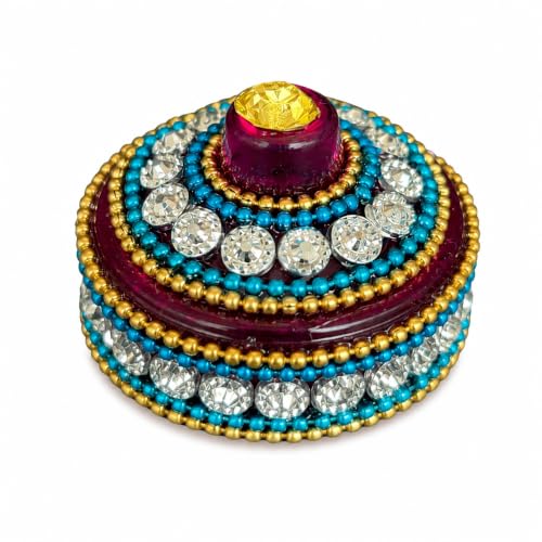 Image of Salvus APP SOLUTIONS Decorative Multicolor Plastic Round Kumkum /Sindoor Box (4 cm)