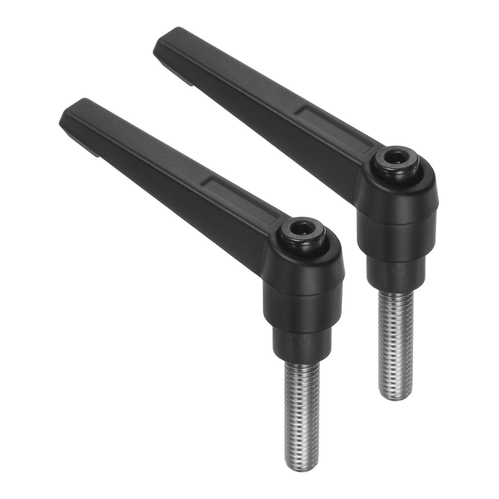 sourcing map 2pcs Clamping Lever Handles, M8 x 30mm 304 Stainless Steel Threaded Male Stud, Adjustable Handles Locking Quick Release Ratchet Push Button Bolt Knobs, Black
