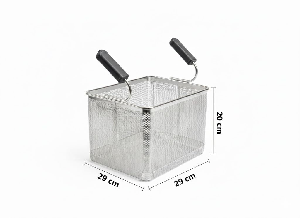 Cestello cesto cuocipasta modular gn 2/3 doppio manico maniglia laterale professionale in acciaio inox con impugnatura cuoco chef accessorio ricambio base scolapasta colapasta 29x29x21 cm