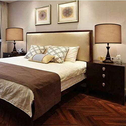 Lamp Shades Set of 2, Drum Lamp Shades for Table Lamps and Floor Lamps, 13x13x9 inch, Natural Linen Lamp Shade, Spider
