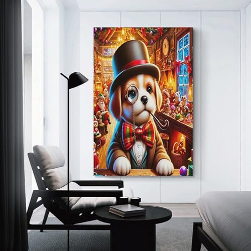 Chiot murale Noël affiche moderne impression sur toile grand format salon - 3
