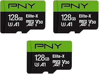PNY 128GB Elite-X Class 10 U3 V30 microSDXC Flash Memory Card 3-Pack - 100MB/s, Class 10, U3, V30, A1, 4K UHD, Full HD, UHS-I, microSD