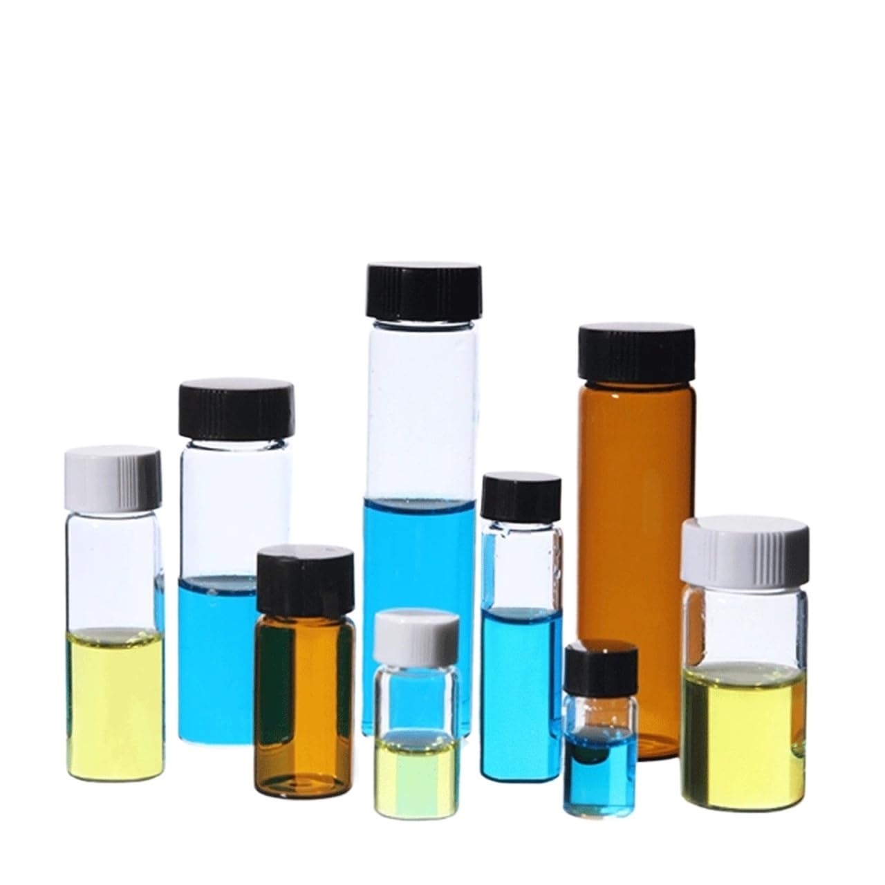 CQAHDSEVF Borosilicate Glass Bottles, Brown Glass Screw Cap Sample Bottle, 1-60ml, 10 Pcs(15ml 10 PCS)