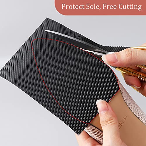6 Pcs Shoe Sole Protectors for high-Heels, Self Adhesive Silicone Non-Slip Shoes Cover Bottoms for Women with 2 Pcs Crystal Clear Protector for Ladies Heels (Black & Clear)