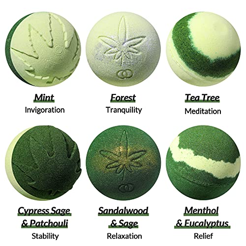 Hemp Bath Bombs For Relaxation - 6Pc Xxl Fizzy Bath Bombs With Hemp Oil & Moisturizing Essential Oils: Peppermint, Eucalyptus, Tea Tree, Sandalwood - Perfect Gifts For Men And Women #TOP5