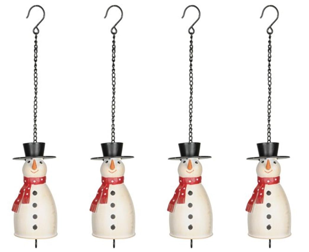 dekorativer Meisenknödelhalter Schneemann mit schwarzem Zylinder und rotem Schal Metall bemalt 1, 2 oder 4 Stück (4)
