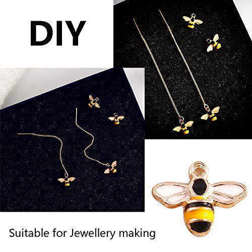 ZhanshuidefaQ 20 Pcs Cute Bee Charms Enamel Alloy Bee pendant charms for Jewellery Making DIY Necklace Bracelet Earrings Jewelry Handmade Crafts Accessories - Image 4