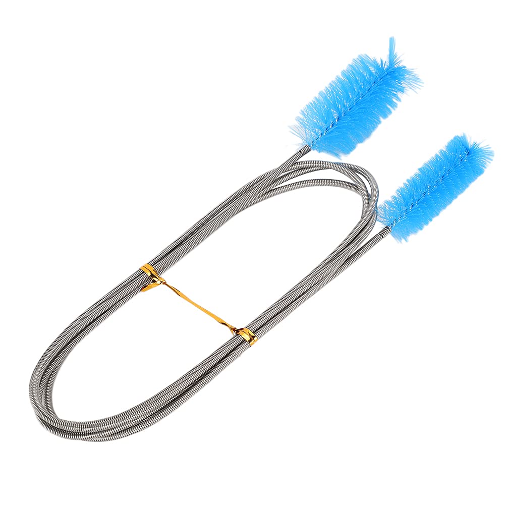 Flexible Hose Cleaning Brush Stainless Steel Filter Pump Spring Brush Double Ended Brush (Blue)