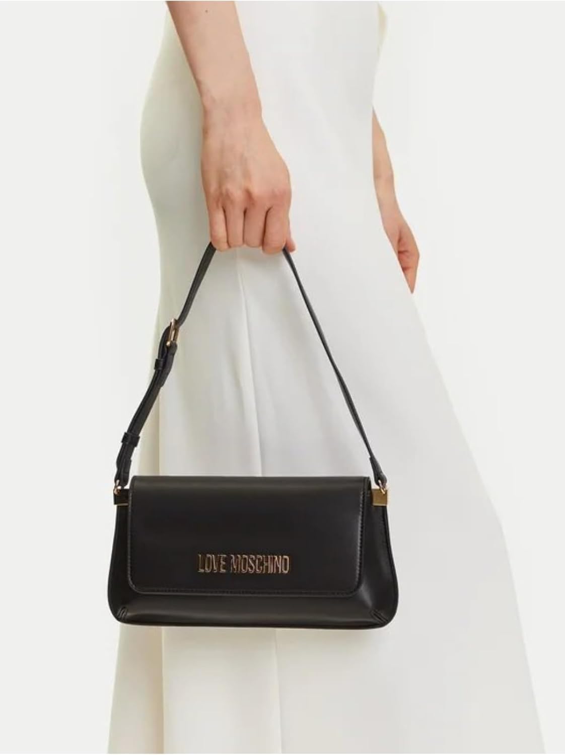 Moschino Borsa donna Love piatta a spalla in ecopelle nero BS25MO37 JC4058PP1MLO0000