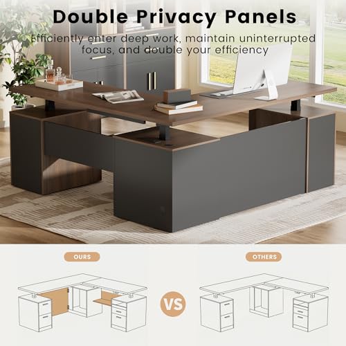 Image of ModernMate 71 inch L Shaped Electric Standing Desk with 5 Drawers & CPU Storage