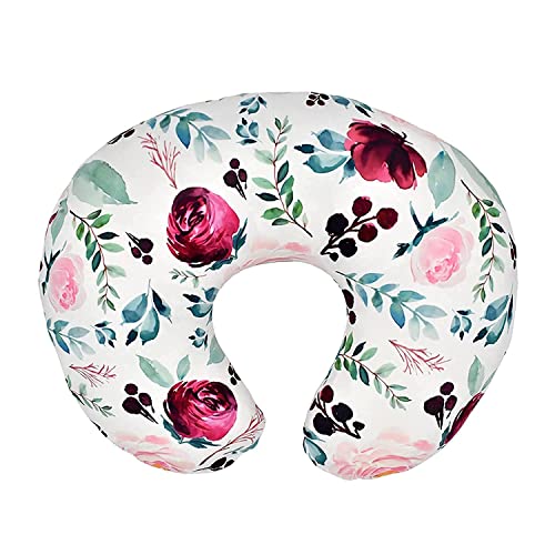 Image of JYPromise Nursing Pillow and Positioner, Breastfeeding, Bottle Feeding, Baby Sitting Support with Removable Ultra Soft Cover, Tummy Time Support for Baby Boys and Girls,Flower