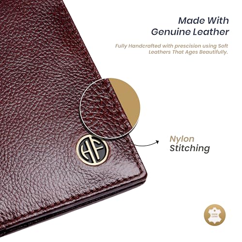Image of HAMMONDS FLYCATCHER Genuine Leather Card Holder for Men and Women Slim RFID Blocking Bifold with 6 Card Slots Cash Compartment Compact Credit Debit Card Case Minimalist Pocket Organizer