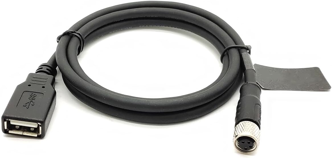 M8 4-Pin Female to USB 2.0 Female Cable, 1M Shielded Industrial Connector Oxygen-Free Copper Core, 30MB/S Transfer Speed for Industrial Cameras, Barcode Scanners