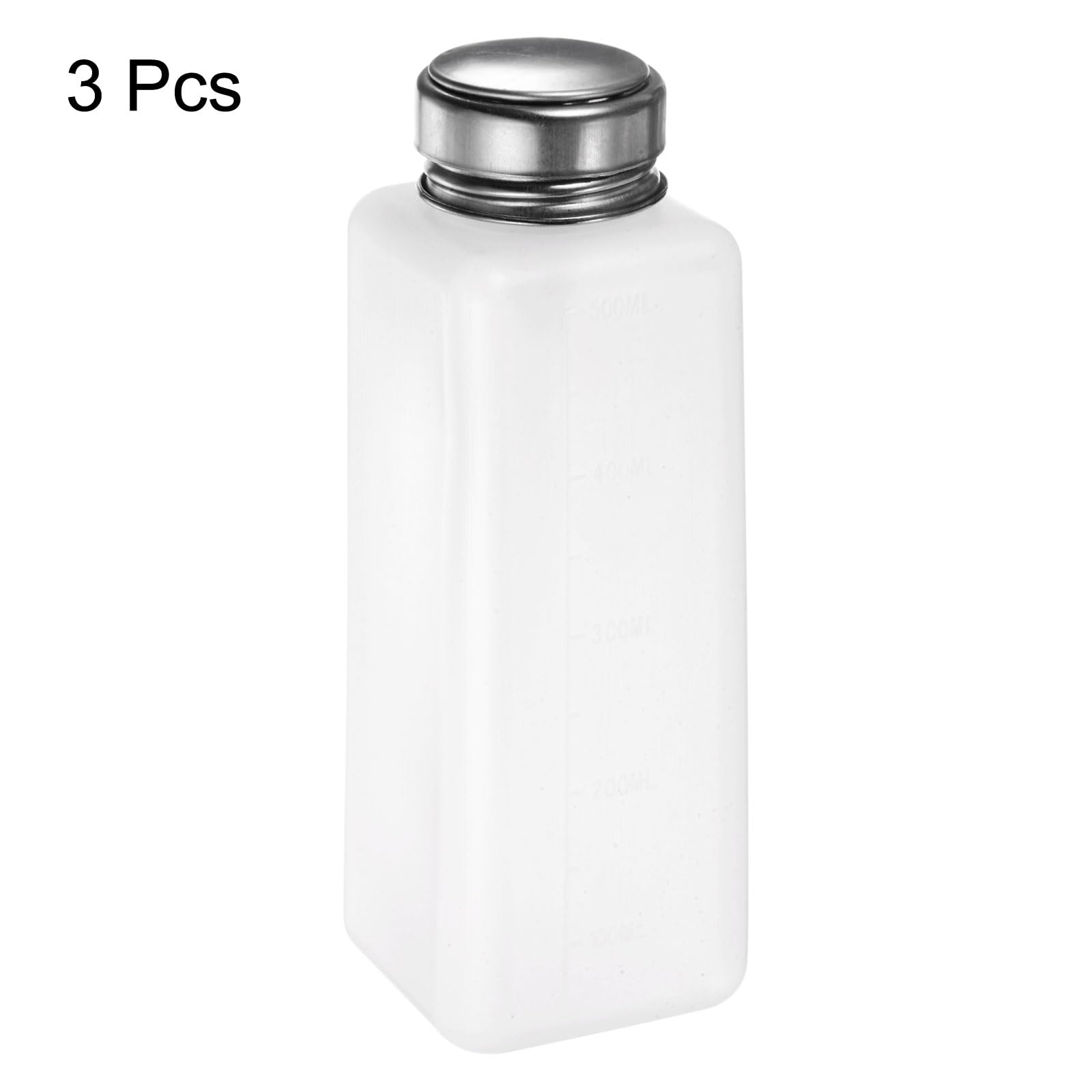 QUARKZMAN 3Pcs Distributeurs de Solvant d'Alcool de 500 ml (16,9 OZ) avec Pompe Poussoir et Bouteille de Scellement en Acier Inoxydable pour Acétone, Nettoyant, Blanc
