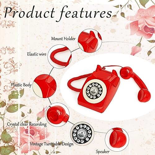 Image of Audio Guest Book Wedding Phone, Record Customized Audio Message with Guest Book Retro Phone Audio GuestBook for Wedding Birthday Party Confession Audio Message Voicemail (Pink - Key)