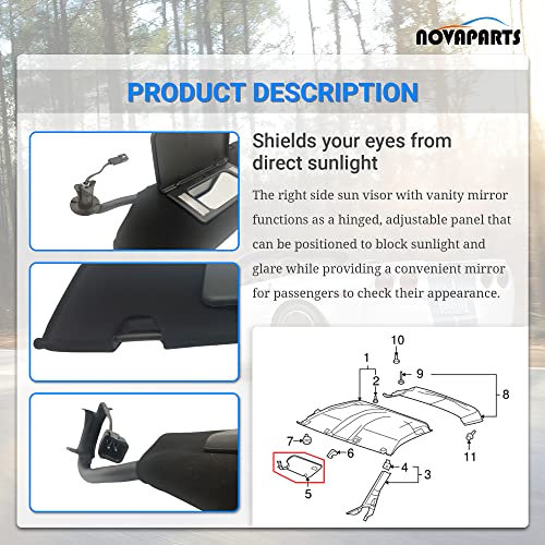 Novaparts Left + Right Side Sun Visors Pair W/Vanity Mirror For 2005-2013 Chevrolet C6 Corvette 23142243 23142245 8231006 #TOP4