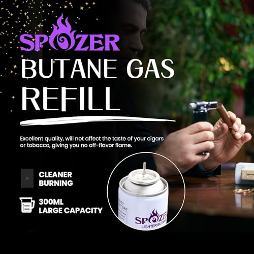 Spozer 12 Cans 11X Lighter Gas Refill Butane Universal Fluid Fuel Ultra Refined 300ml 10.14 FL. Oz (1 Box)