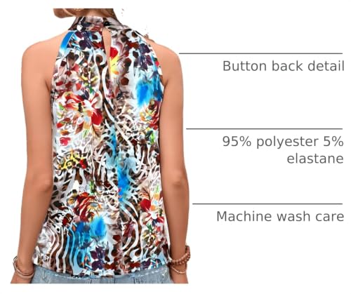 Image of RoseSeek Women's Tropical Paisley Halter Blouse Boho Shirt Vacation Tops