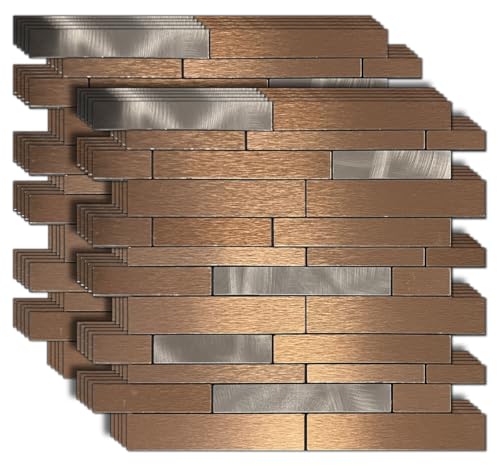 sanyeskkiy 10-Sheet Peel and Stick Backsplash Tile, PVC Mixed Meta,l