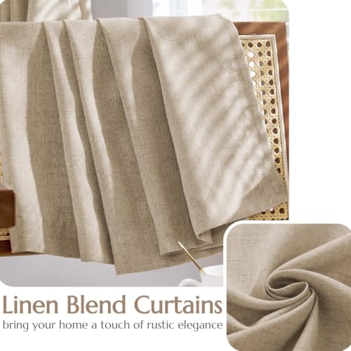 Image of jinchan Lined Linen Curtains Extra Wide Back Tab 100x84 Inch 1 Panel Taupe