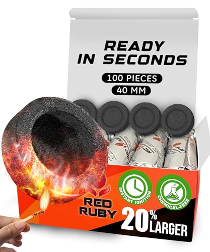 Multipurpose Charcoal Tablets – Quick Light Coal Tablets – Charcoal Disks – 40mm Coal Rolls – 100 Coal Briquettes – Slow Burn - Instant Lighting - Incense Charcoal