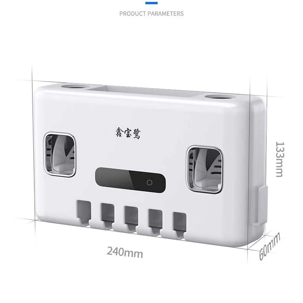 TJH Esterilizador de Cepillo de Dientes eléctrico Inteligente, Secador de esterilización con Cepillo de Dientes UV,Juego de Vasos de Cepillado para Bastidor montado en la Pared -Cuide la Salud bucal