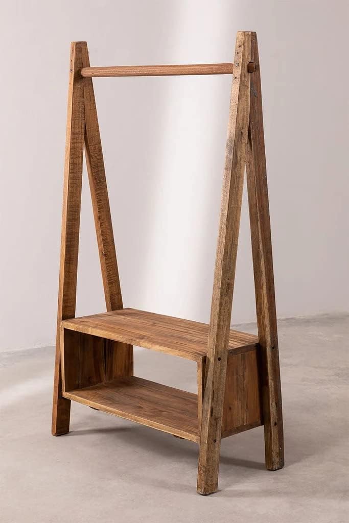 Teak Wooden Multipurpose Clothes Coat Rack with Hanger And Storage Shelf Living Room And BathRoom (39D x 90W x 150H cm)-image-23