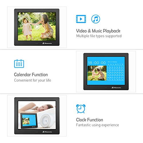 Powerextra 8 inch Digital Photo Frame HD Video Frame High Resolution