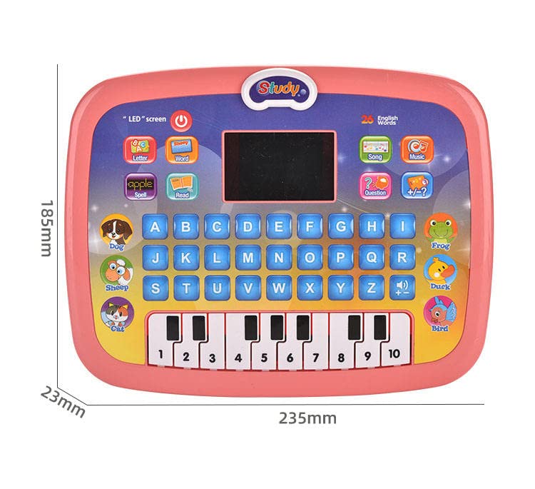 Image of Toys Educational Learning Laptop Toy for Kids with LED Display, Sound and Piano Learn Alphabets, Numbers, Math, Spelling, Animal Voices, Poems, Words, Q&A, (Multicolour, 3 Year+)