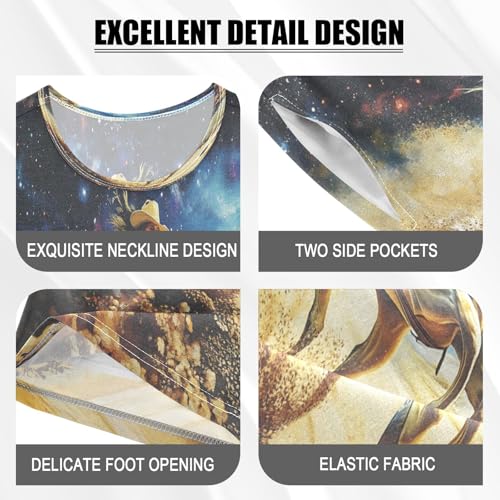 ALAZA Horse Planet Solar System Space Pajamas Set Short Sleeve Cotton Sleepwear Summer Pjs 2 Piece 5-14Y4