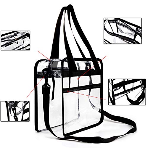 Youngever Clear Bag, Large Tote Bag, Heavy Duty Clear Bag with Shoulder Straps and Adjustable Crossbody Strap (Pack of 1)2