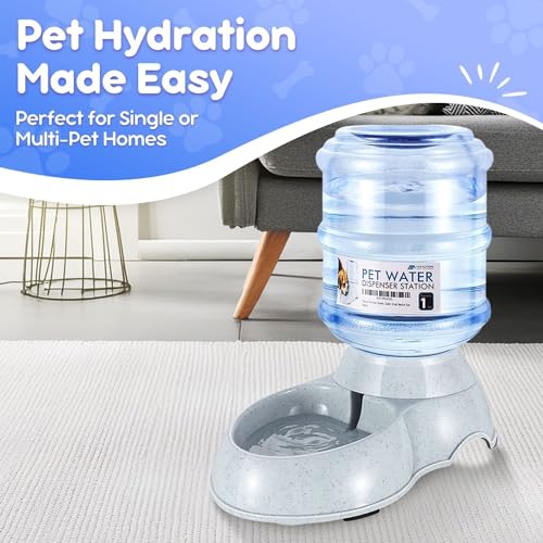 Flexzion Automatic Dog Water Bowl Dispenser for Cat Pet Animal (1 Gallon Dispener Water Jug) - Feeder Auto Replenish Waterer Drinking Bowl Fountain Bottle Dish Stand - Image 3