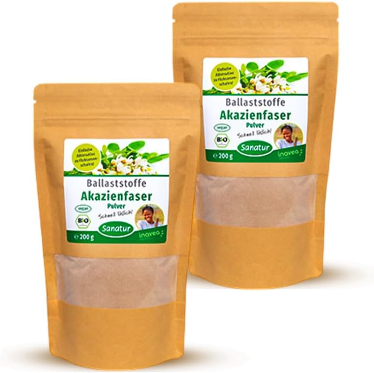 Acacia Fiber Bio, 2 x 200 g Powder – Organische bron van oplosbare dietary vezel, neutrale knop, snelle oplosing