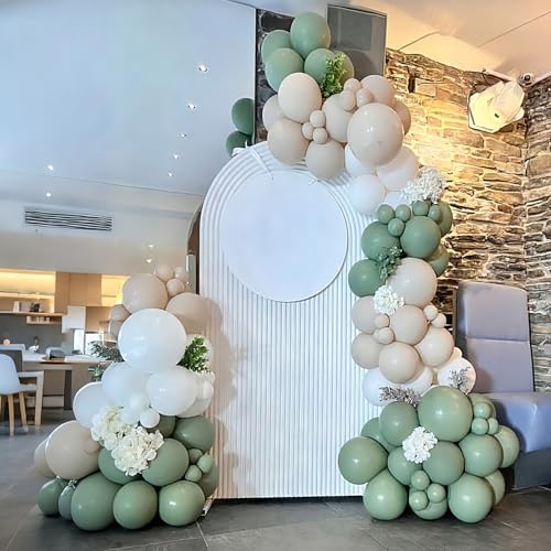 Image of Lukiituke Sage Green Balloons, 60Pcs Sage Green and Gold Balloons | 12in Latex Balloon for Baby Shower, Birthday, Wedding, Bridal Decorations