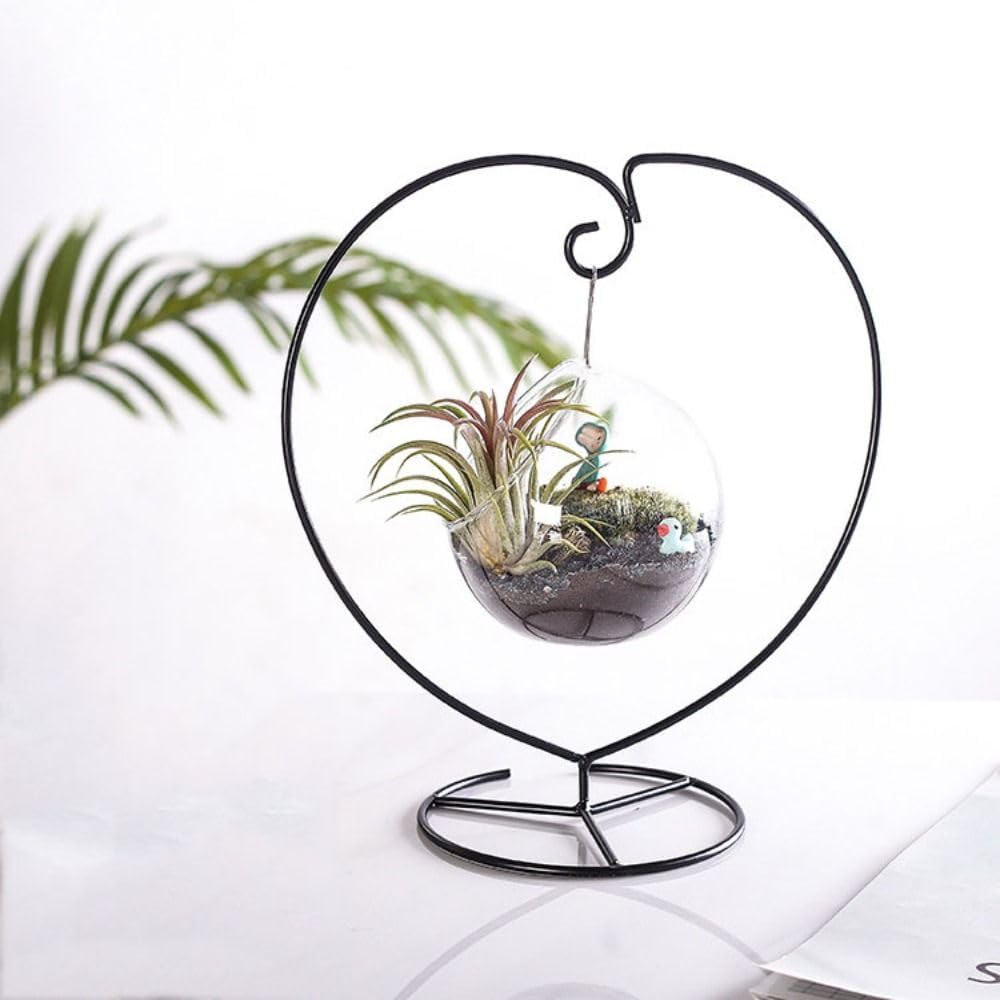 Plant Stand, 2 Pcs Ornament Display Stand, Plant Stand Indoor, Iron Hanging Stand Rack Table Lantern Candle Glass Globe Ornament Holder Candlestick