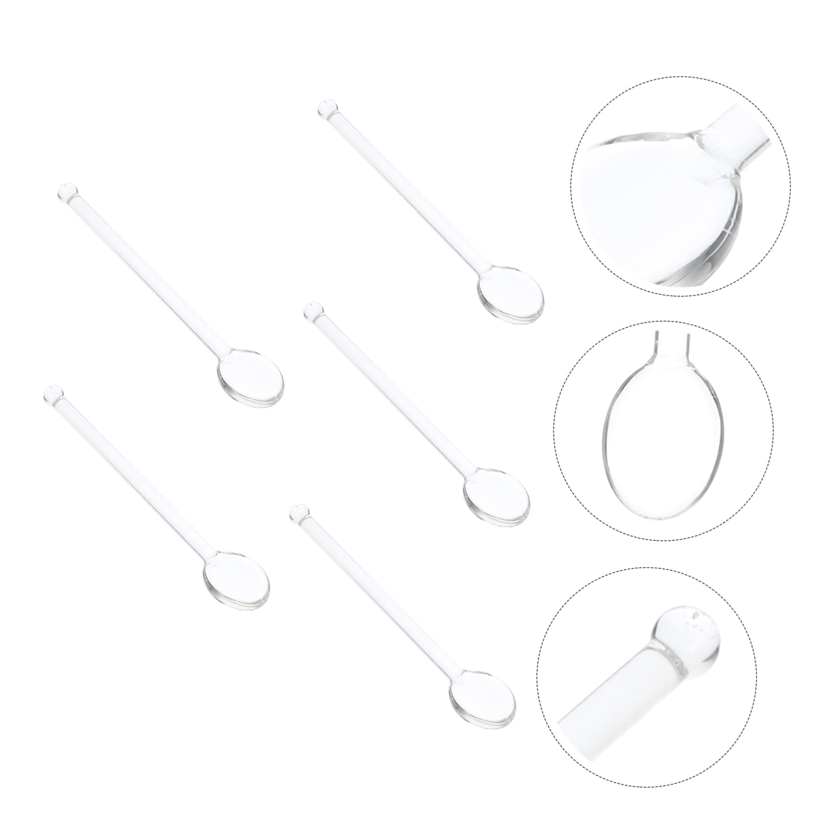 Ciieeo 15 Piezas Cuchara alta en borosilicato cucharas de condimentos de mesa cucharas de cafe agitador de café espresso cucharas agitadoras cuchara de vidrio familiar