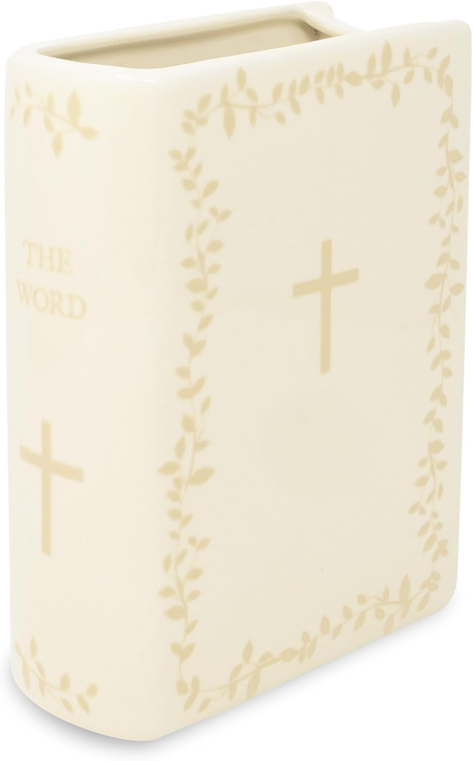 Steel Mill & Co Original Book-Shaped Decorative Vase, Ceramic Vases for Home Decor, Cute Christian Bookshelf Decor, Unique Bible Vase for Book Lovers (Large - The Word)