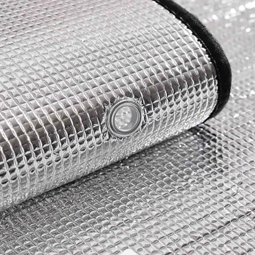 Aluminiowa folia izolacyjna, 100% zaciemniająca, odblask ciepła, bez kleju, ochrona prywatności, do pokoju słonecznego, mieszkania, biura, samochodu, okna, na balkon (80 cm x 100 cm)