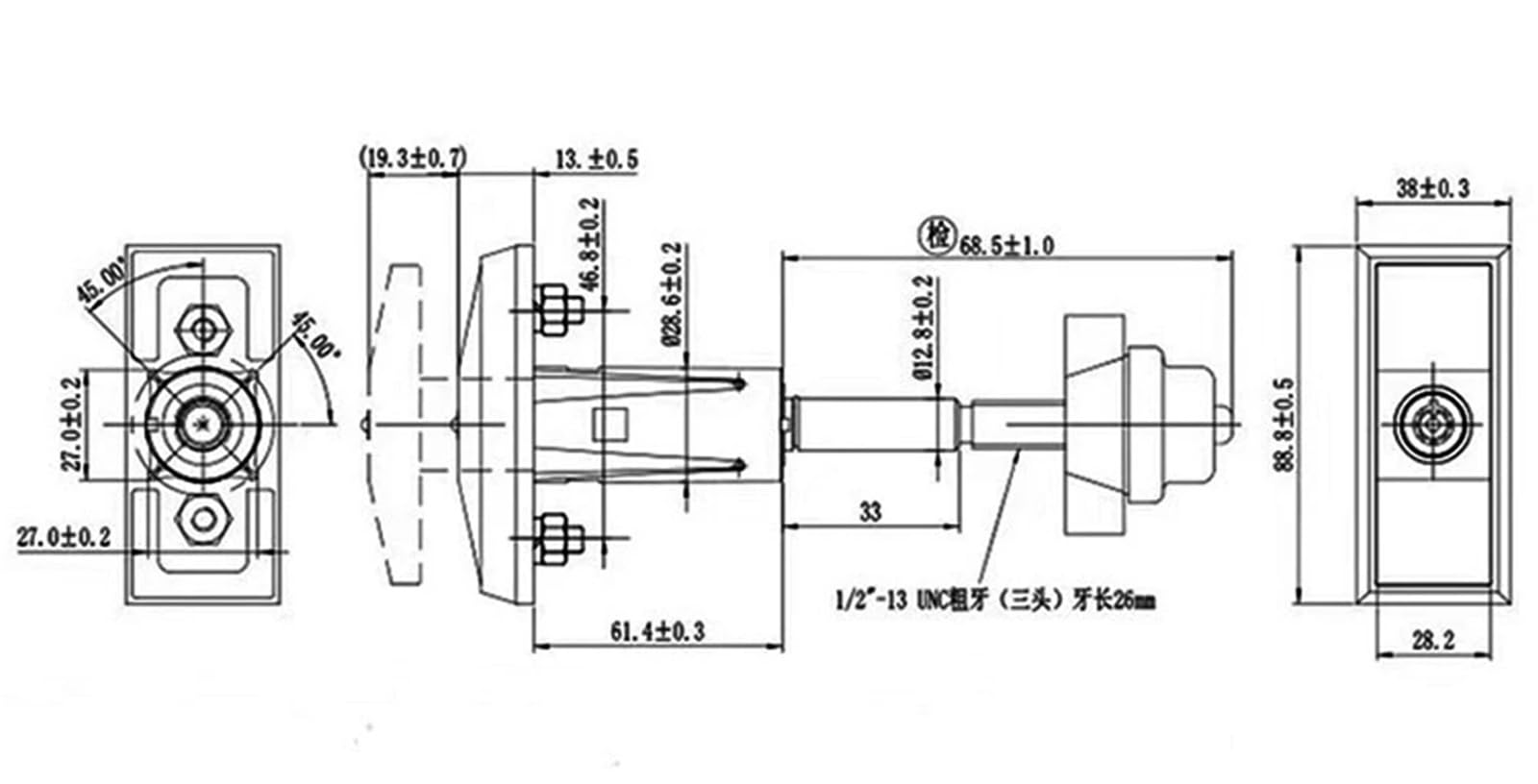 XJJ-1618T Blocco for distributori automatici di snack, bevande, cibo e caffè con maniglia a T e 3 chiavi, 1 pezzo
