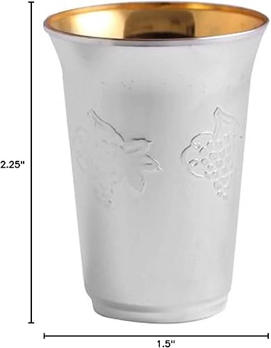 Miniatura 5 de Nicole Fantini Vaso Kiddush de vino de diamante, copa para niños, plata, 5 onzas 5 juegospaquete para Pascua y todas las fiestas judías