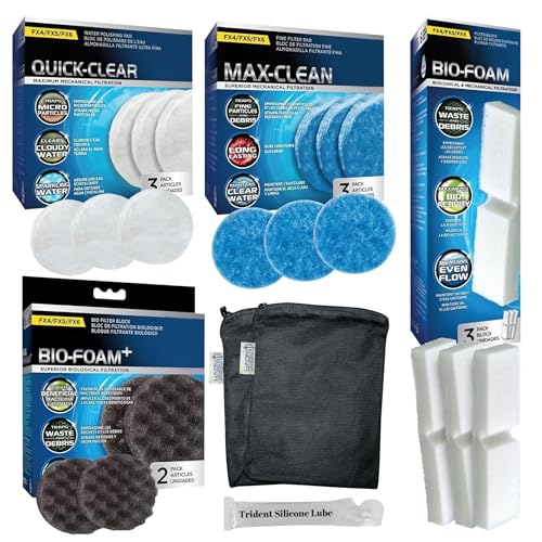 Trident Nova FX4/FX5/FX6 Filter Media Canister Filter Maintenance and Replacement Filter Media Kit Including Media Bags (FX Foam Filter Pads Quick Clear/Water Polishing Pads BioFoam+)