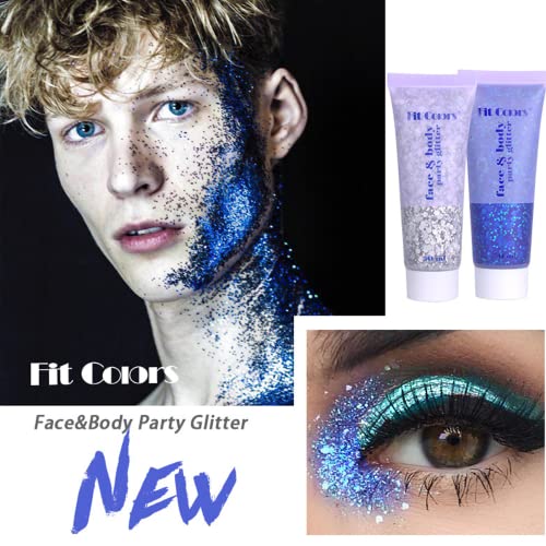 Body Glitter Holographic Chunky Glitter Gel For Festival Halloween Make-Up Face Glitter Liquid Hair Glitter For Women And Kids Easy To Use No Need Glue Silver Glitter #TOP5