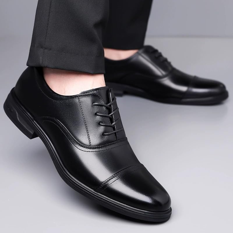 Men Business Dress Shoes Genuine Leather Round Toe Lace-Up Formal Footwear2