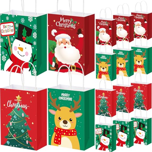 Tenceur 48 Pcs Christmas Gift Bags with Handle Red and