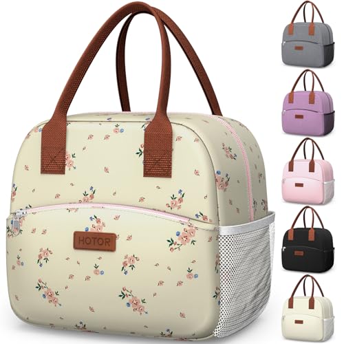HOTOR Lunch Bag for Women & Men - Wear-Resistant Insulated Lunch Box with Large Capacity, Multi-Functional Cooler Bag for Office, Picnic, Blossom Beige, 12L, 12.20