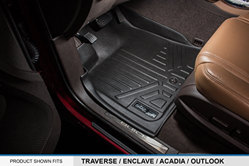 Maxliner Custom Fit 2 Row Black Floor Mat Liner Set Compatible With 2009-2017 Chevrolet Traverse/2008-2017 Buick Enclave/2007-2010 Saturn Outlook/2007-2016 Gmc Acadia/2017 Acadia Lmtd (Old Body Style) #TOP1