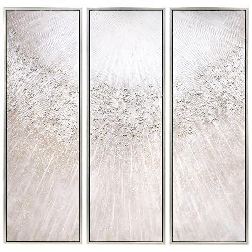 Empire Art Direct Silver Radiant Trio Textured Glitter Hand Painted