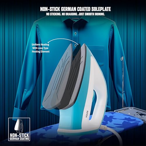 Image of Intex Glidex Ease Dry Iron 1000W | Non-Stick Soleplate | Adjustable Temperature Control | Shock Proof Lightweight Dry Iron | Thermal Protection | Fast & Smooth Ironing for Home Use | 2 Year Warranty